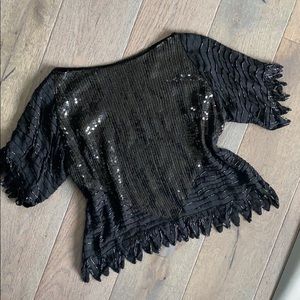 Vintage sequin black top